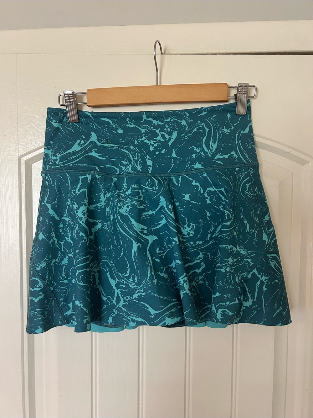 Athleta Ace Teal Marble-Print Tennis Skort